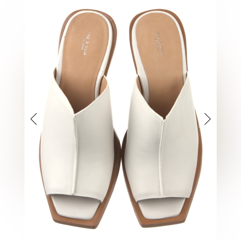 Rag & Bone White Leather Wedge Slides